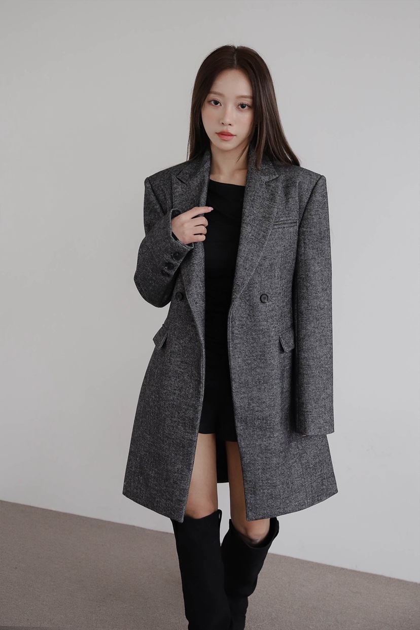 SLIT韓國代購㊣女士新品25秋冬休閑熱賣真品職業中長款大衣SLIT中長款大衣