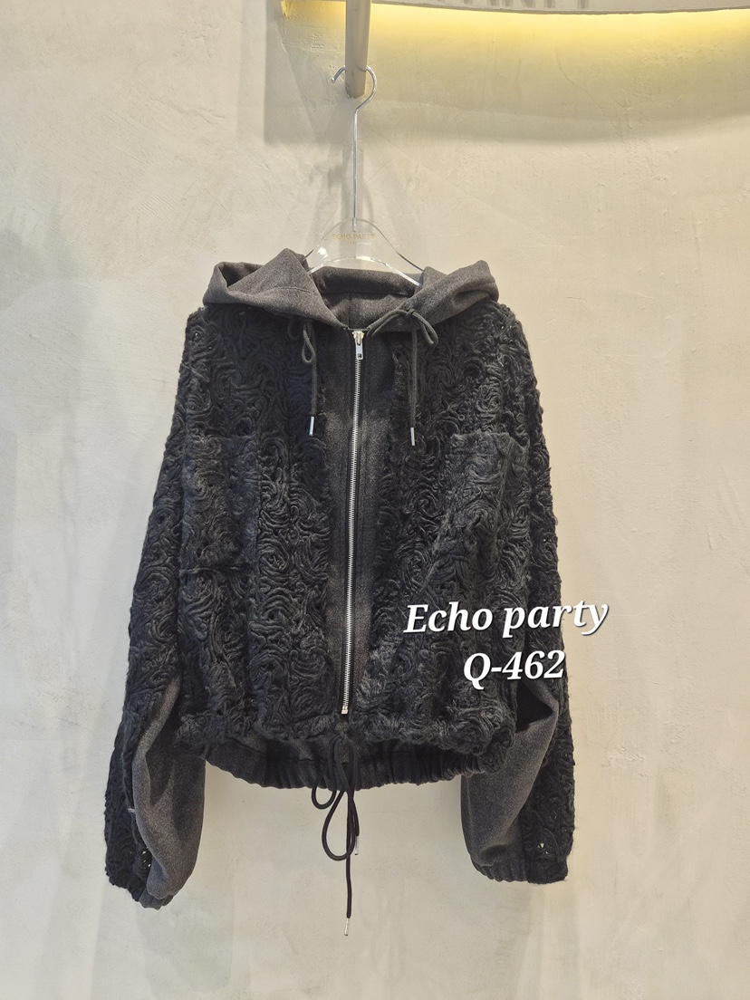 ECHOPARTY韓國代購㊣女士新款25秋冬熱賣人氣推薦夾克連帽衫ECHOPARTY夾克圖色2