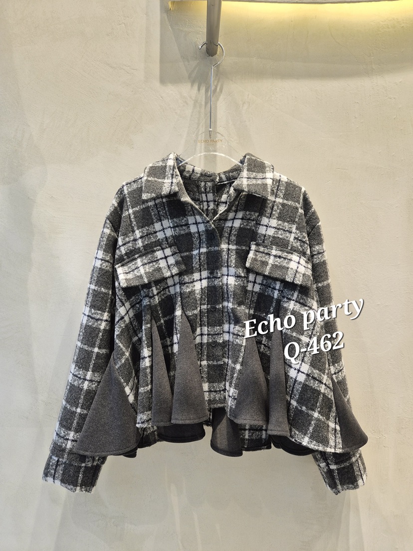 ECHOPARTY東大門㊣代購女裝新品人氣職業時尚襯衫蕾絲衫格紋ECHOPARTY襯衫/蕾絲衫圖色2