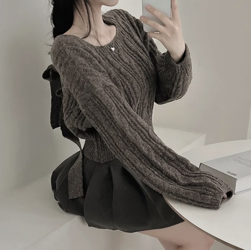 I BLLE東大門㊣代購女士新款人氣休閑推薦25秋冬針織衫奶油色I BLLE針織衫