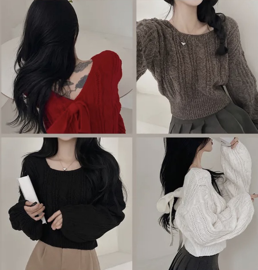 I BLLE東大門㊣代購女士新款人氣休閑推薦25秋冬針織衫奶油色I BLLE針織衫