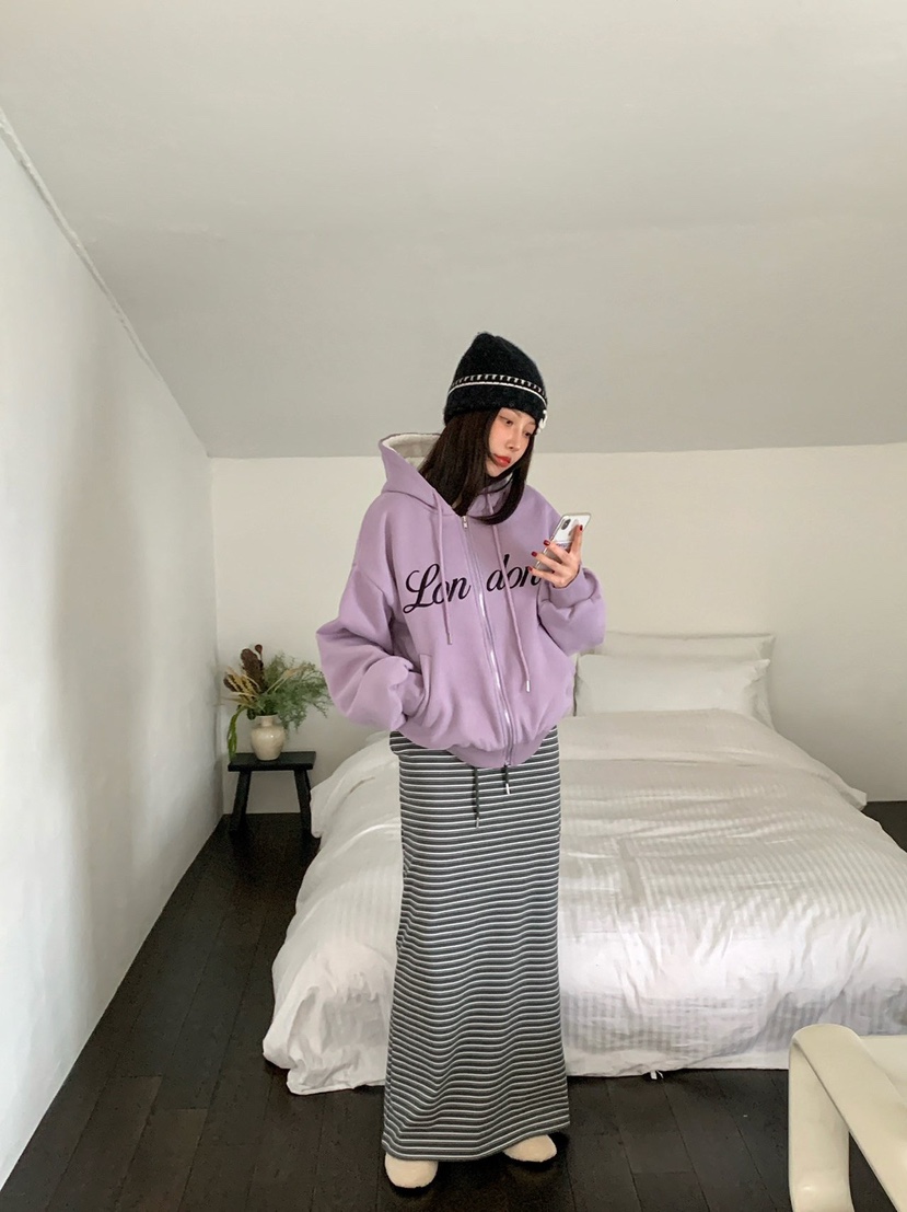 REVE CITE-L韓國直郵㊣女裝新品時尚真品夾克連帽拉鏈衫羊毛REVE CITE-L夾克