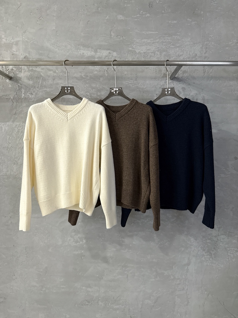 COME OPEN東大門㊣直郵女裝新款人氣職業25秋冬針織衫V領羊絨COMP-(COME OPEN)針織衫