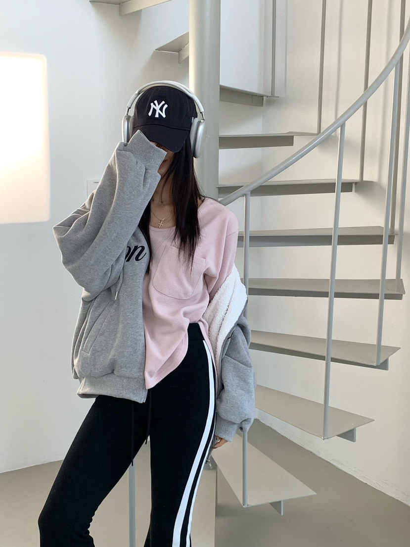 REVE CITE-L韓國代購㊣女裝新品職業推薦時尚T恤口袋抓絨REVE CITE-LT恤