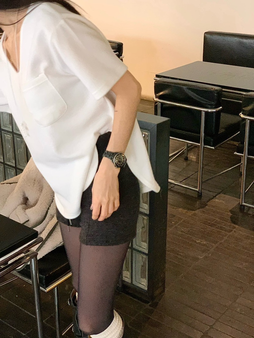 REVE CITE-L韓國代購㊣女裝新品職業推薦時尚T恤口袋抓絨REVE CITE-LT恤