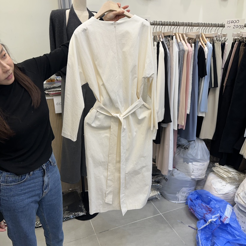 THE LOW韓國直郵㊣女士新款人氣25秋冬真品熱賣連衣裙含腰帶THE LOW連衣裙