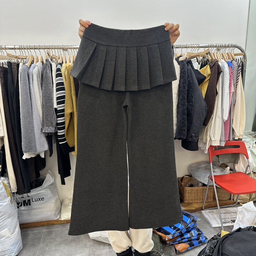 DELIGHT-L東大門㊣實拍女士新品時尚人氣休閑裙褲加絨抓絨DELIGHT-L裙褲