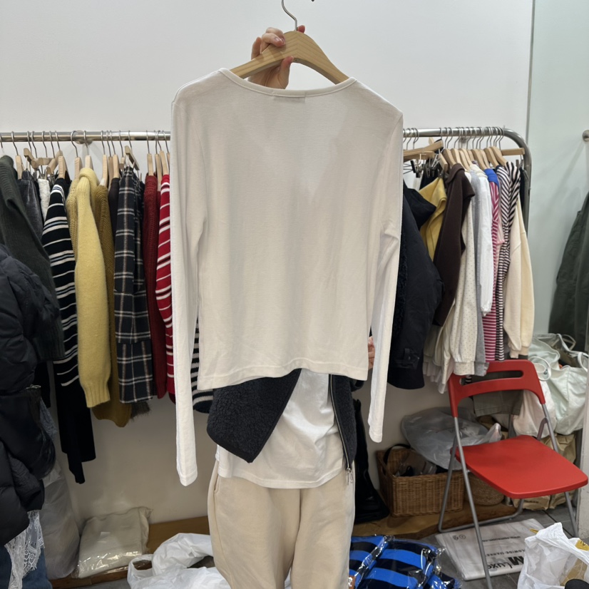 DELIGHT-L韓國代購㊣女裝新款職業真品熱賣休閑長袖T恤紐扣DELIGHT-L長袖T恤