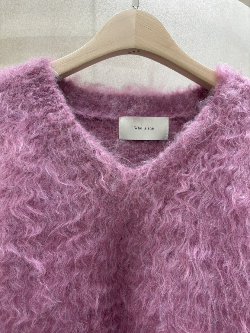 WHO IS SHE韓國代購㊣女裝新品職業25秋冬真品毛衣馬海毛V領WHO IS SHE毛衣