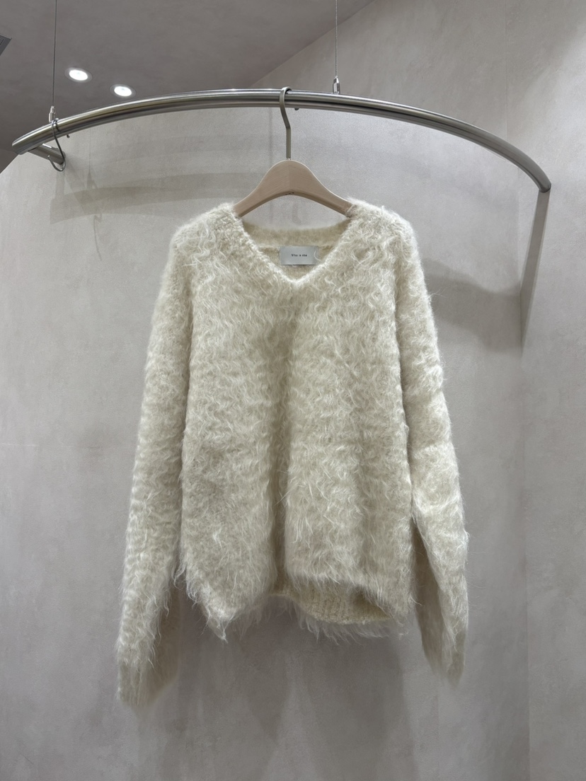 WHO IS SHE韓國代購㊣女裝新品職業25秋冬真品毛衣馬海毛V領WHO IS SHE毛衣圖色1