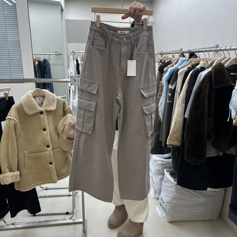 ASCEND韓國直郵㊣女士新款真品推薦休閑褲不含腰帶工裝抓絨ASCEND休閑褲圖色2