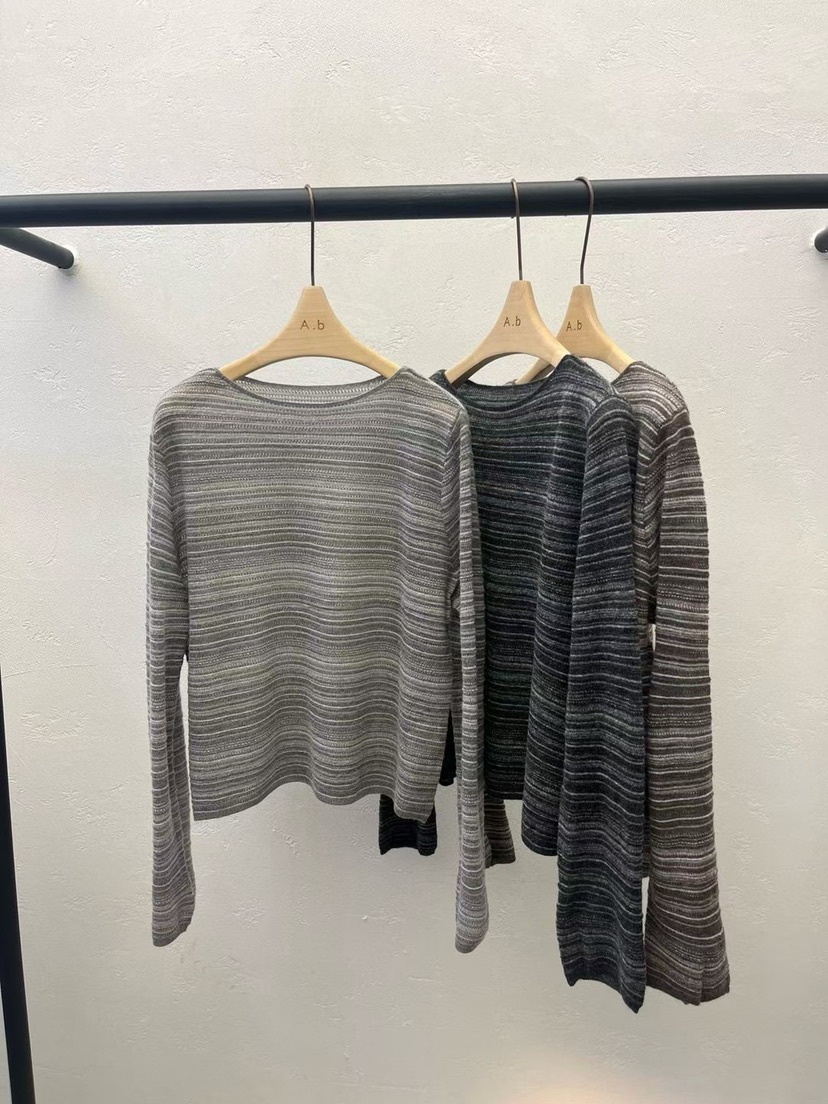 AUTUMN BEIGE-Q韓國代購㊣女裝新品休閑25秋冬針織衫條紋A.b/AUTUMN BEIGE針織衫圖色2左二色