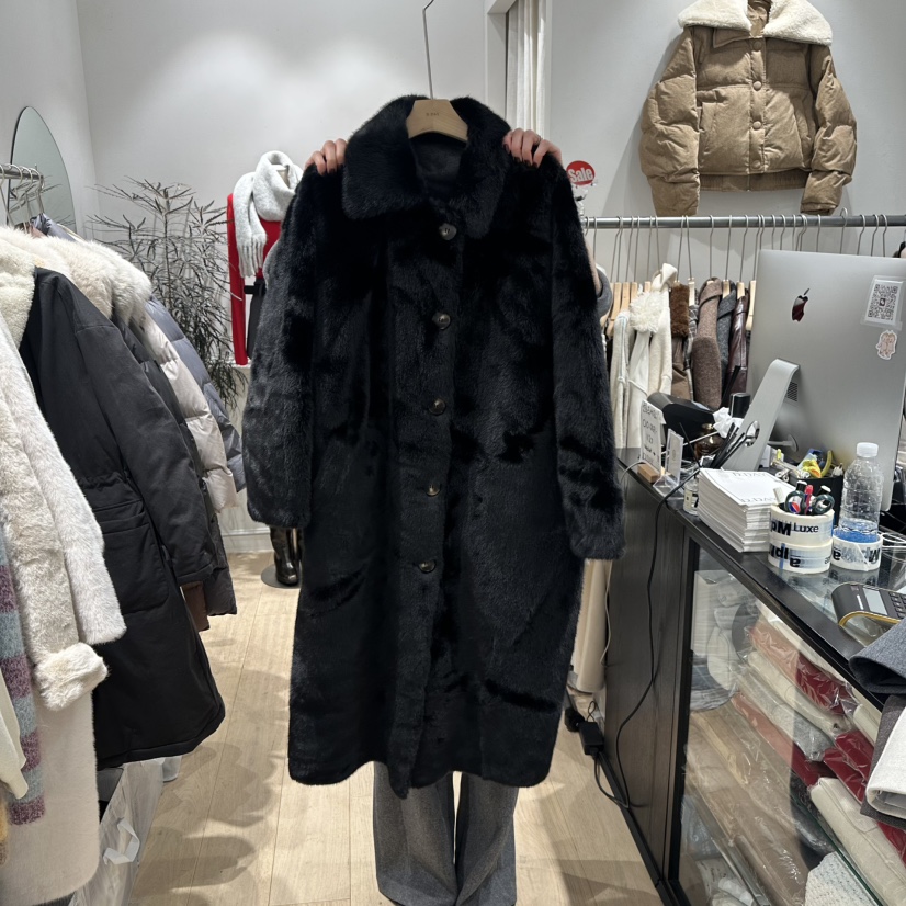 DDAY東大門㊣直郵女裝新款時尚真品職業25秋冬中長款大衣毛皮DDAY中長款大衣圖色2