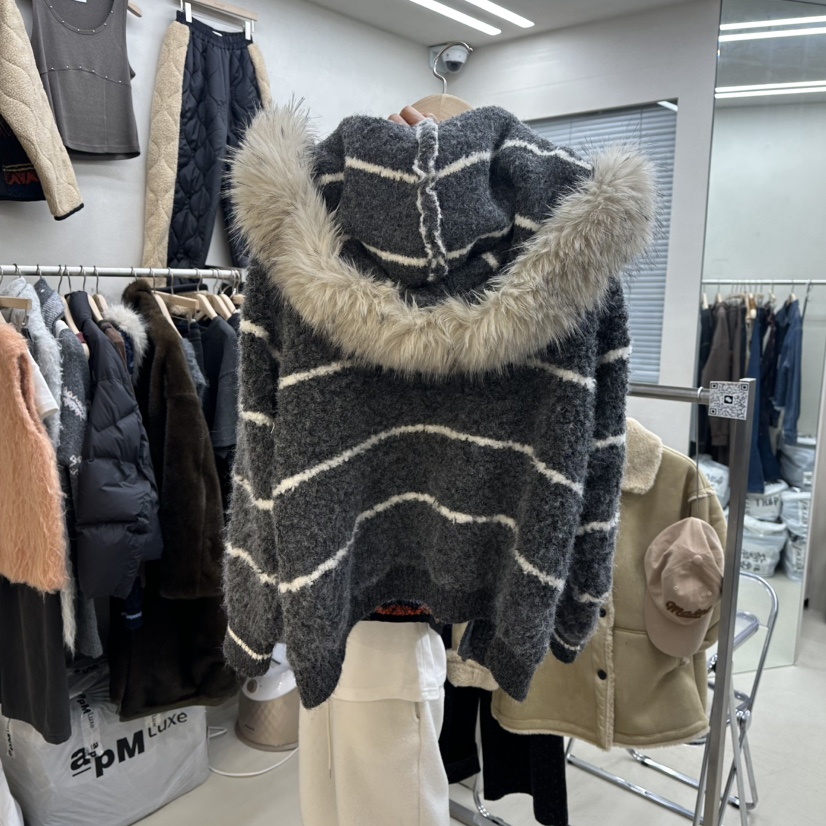 ASCEND東大門㊣直郵女裝新品熱賣25秋冬推薦毛衣羊駝毛兜帽ASCEND毛衣