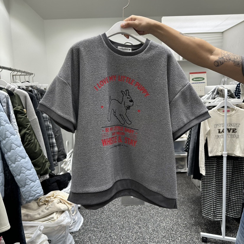 VINTAGE 888東大門㊣直郵女士新品時尚真品25秋冬T恤加絨抓絨VINTAGE888/TRIPLE EIGHTT恤圖色2