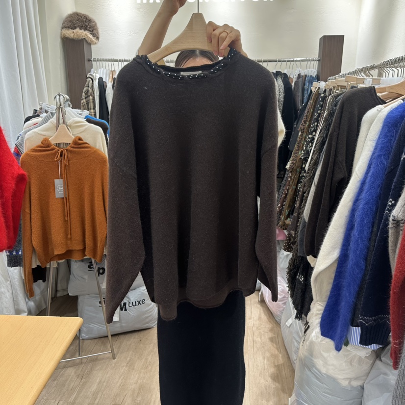 HANSUNGHYUN韓國直郵㊣女裝新品25秋冬休閑時尚針織衫羊毛寬松HANSUNGHYUN針織衫圖色2棕色