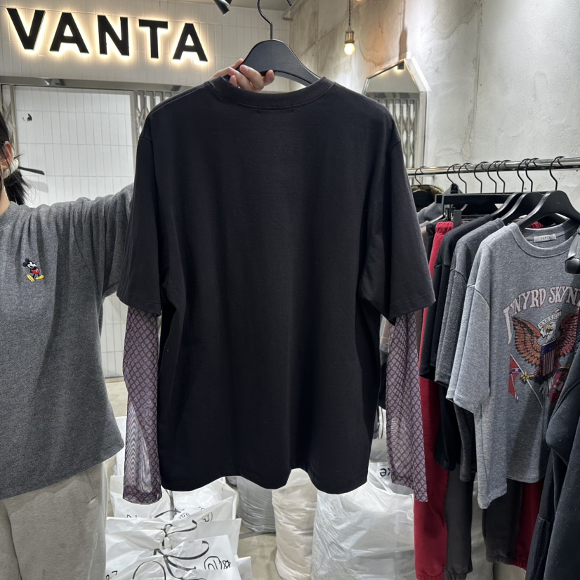 VANTA韓國代購㊣女士新品25秋冬推薦時尚熱賣長袖T恤假兩件VANTA長袖T恤