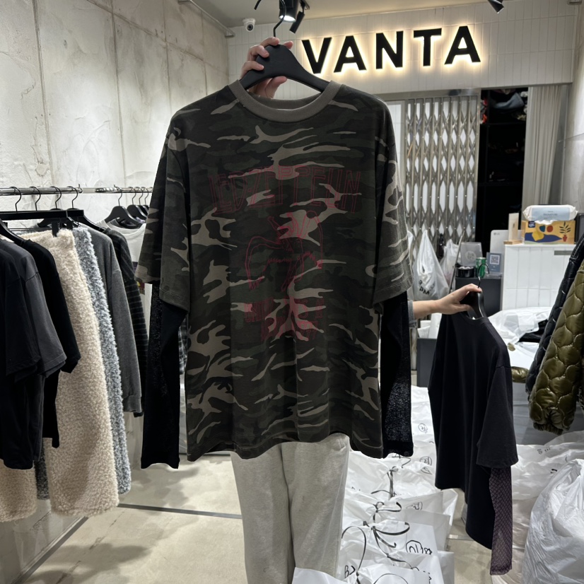 VANTA韓國代購㊣女士新品25秋冬推薦時尚熱賣長袖T恤假兩件VANTA長袖T恤圖色1