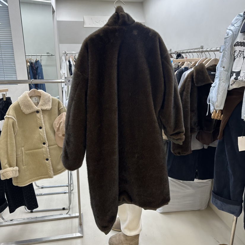 ASCEND東大門㊣實拍女士新款休閑中長款大衣兩面穿貂皮雙面ASCEND中長款大衣