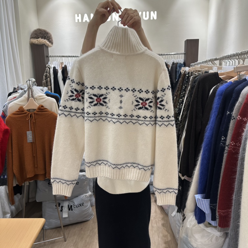 HANSUNGHYUN韓國直郵㊣女士新款職業休閑推薦人氣毛衣羊毛拉鏈HANSUNGHYUN毛衣