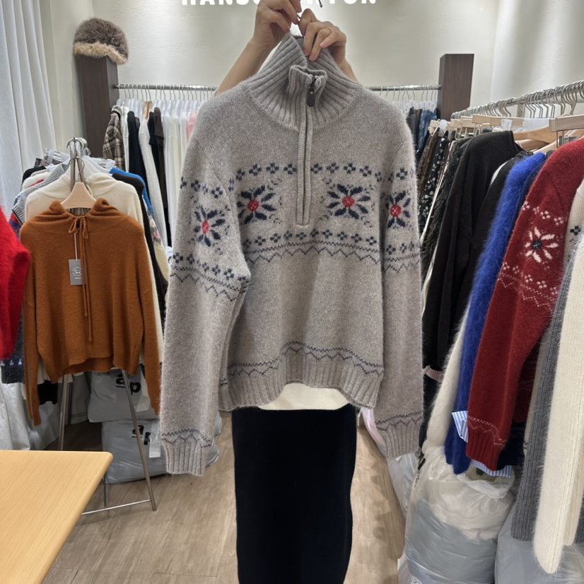 HANSUNGHYUN韓國直郵㊣女士新款職業休閑推薦人氣毛衣羊毛拉鏈HANSUNGHYUN毛衣圖色3