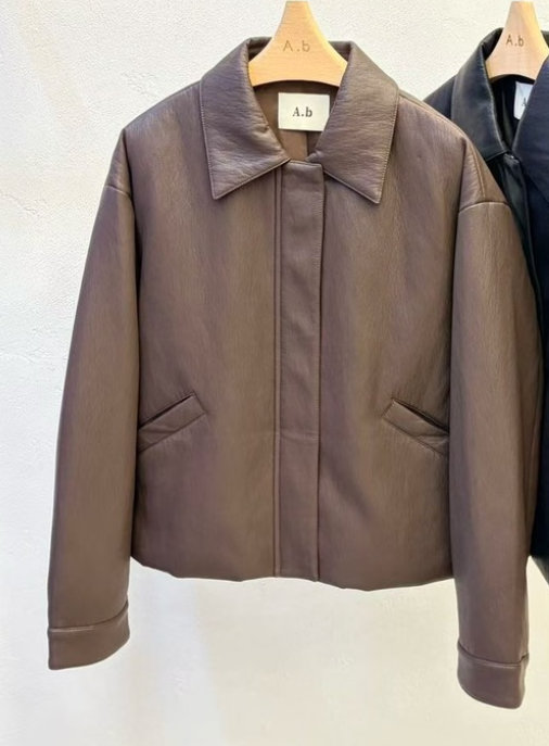 AUTUMN BEIGE-Q東大門㊣實拍女士新款25秋冬真品夾克皮革A.b/AUTUMN BEIGE夾克圖色1