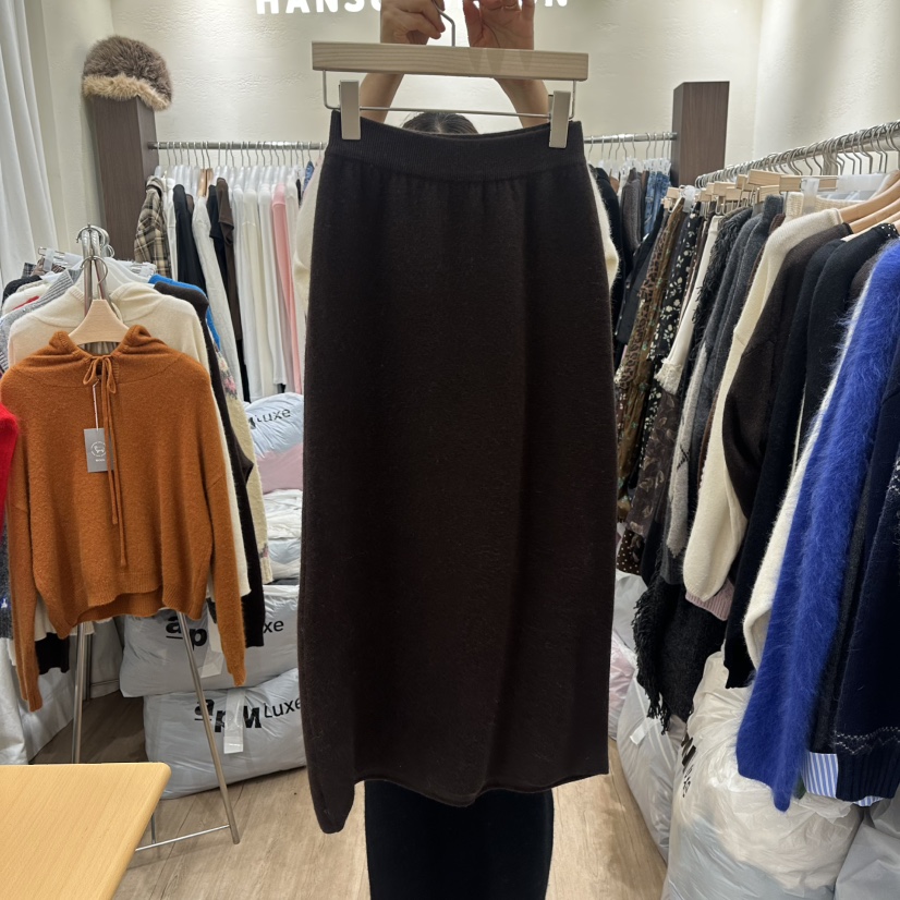 HANSUNGHYUN東大門㊣實拍女士新品推薦時尚真品25秋冬長裙羊毛HANSUNGHYUN長裙圖色2棕色