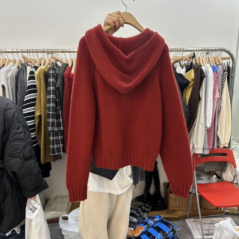 DELIGHT-L韓國直郵㊣女裝新品職業時尚真品毛衣拉鏈浣熊連帽DELIGHT-L毛衣