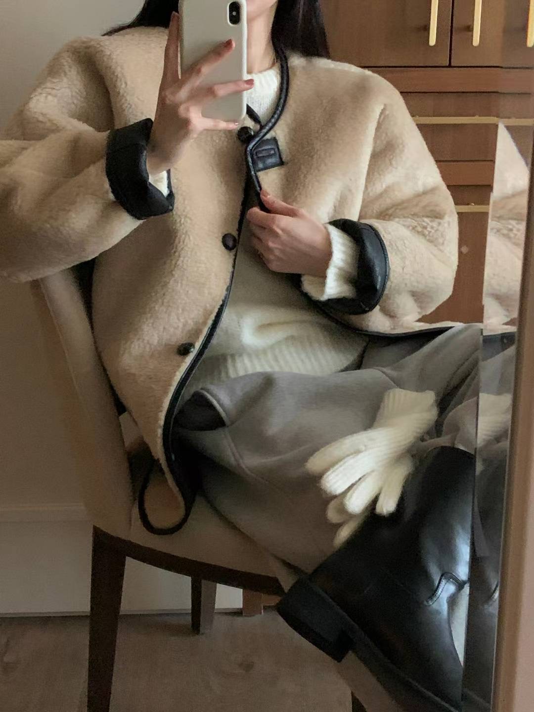 INOUF東大門㊣實拍女裝新品休閑25秋冬推薦時尚夾克兩面可穿INOUF/FLUTTER夾克