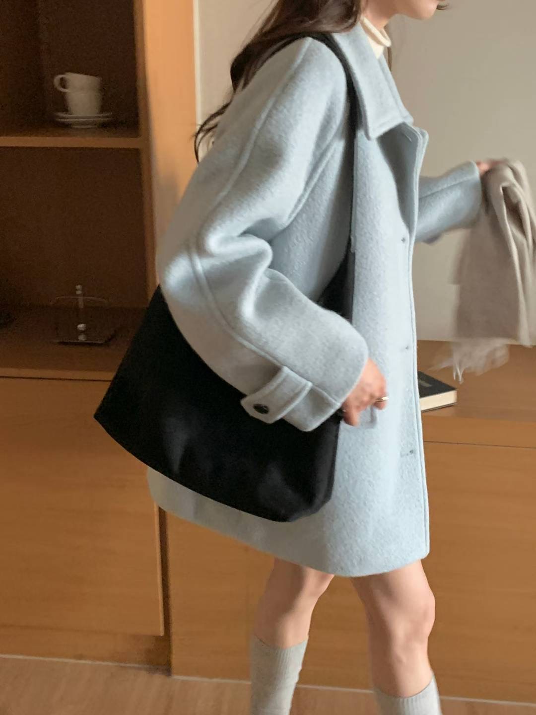 INOUF東大門㊣直郵女裝新款職業休閑人氣推薦時尚中長款大衣INOUF/FLUTTER中長款大衣