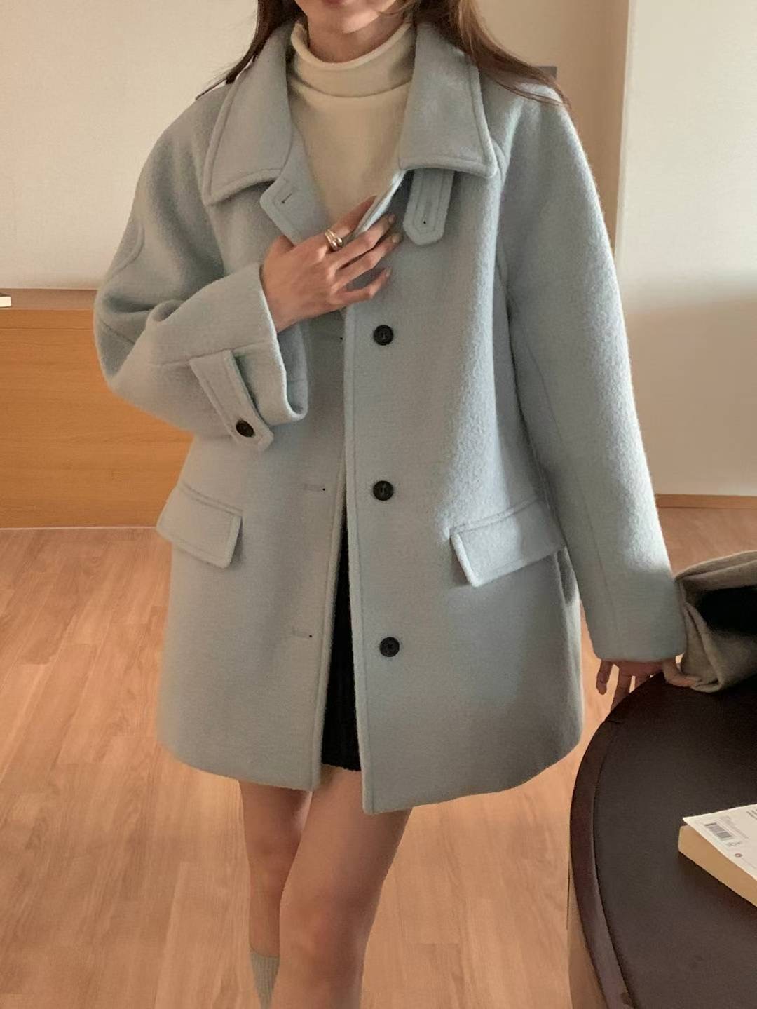 INOUF東大門㊣直郵女裝新款職業休閑人氣推薦時尚中長款大衣INOUF/FLUTTER中長款大衣圖色3