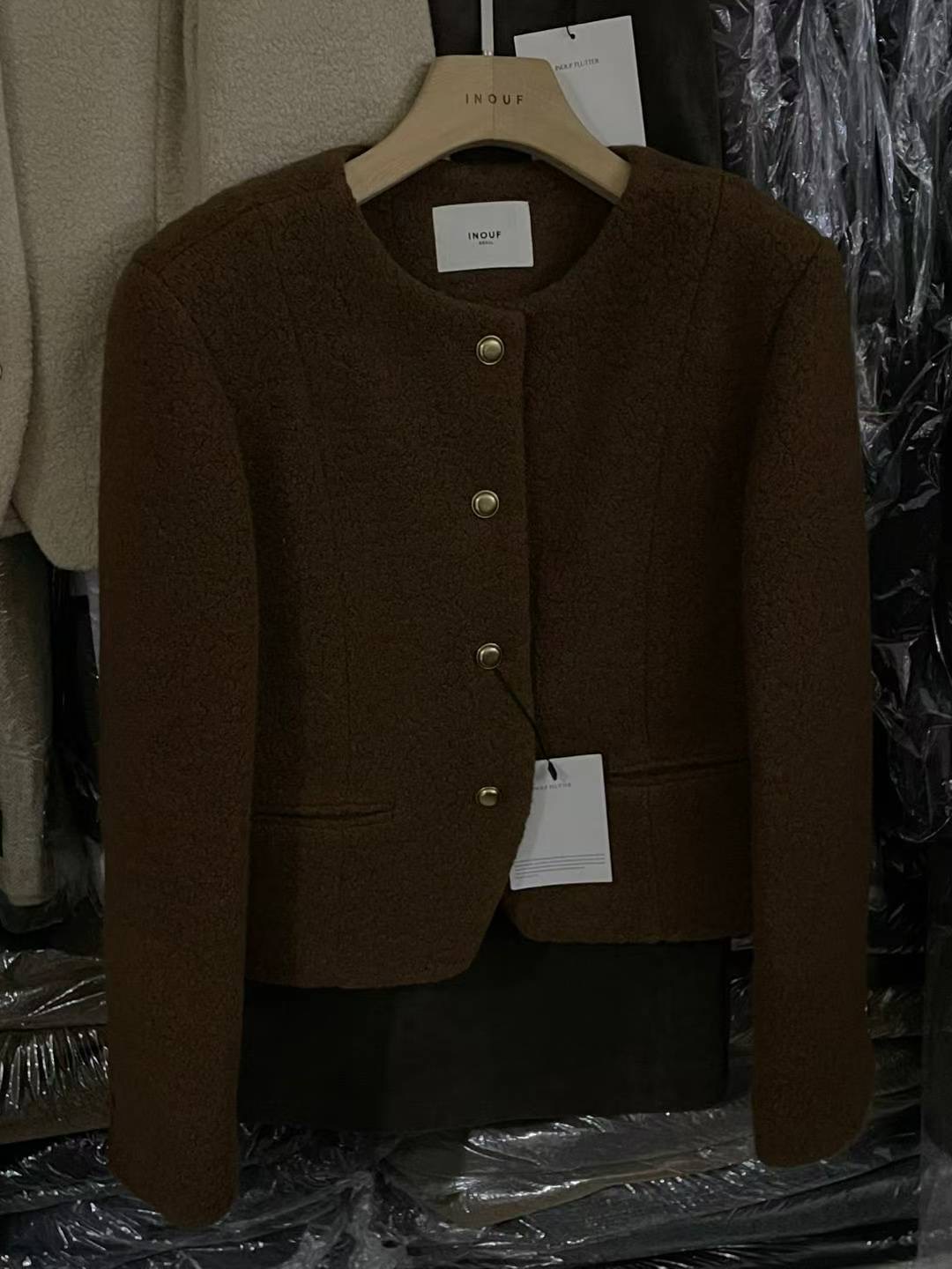 INOUF韓國代購㊣女裝新款人氣職業時尚休閑25秋冬推薦短款大衣INOUF/FLUTTER短款大衣圖色2