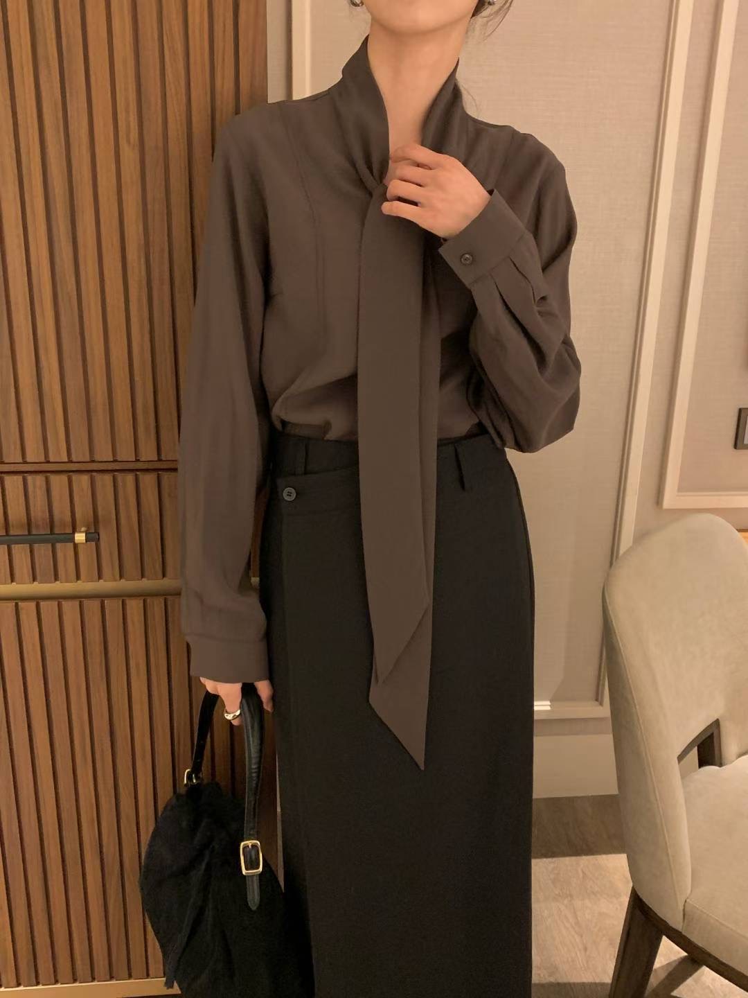 INOUF韓國代購㊣女裝新款休閑職業25秋冬時尚人氣襯衫蕾絲衫INOUF/FLUTTER襯衫/蕾絲衫