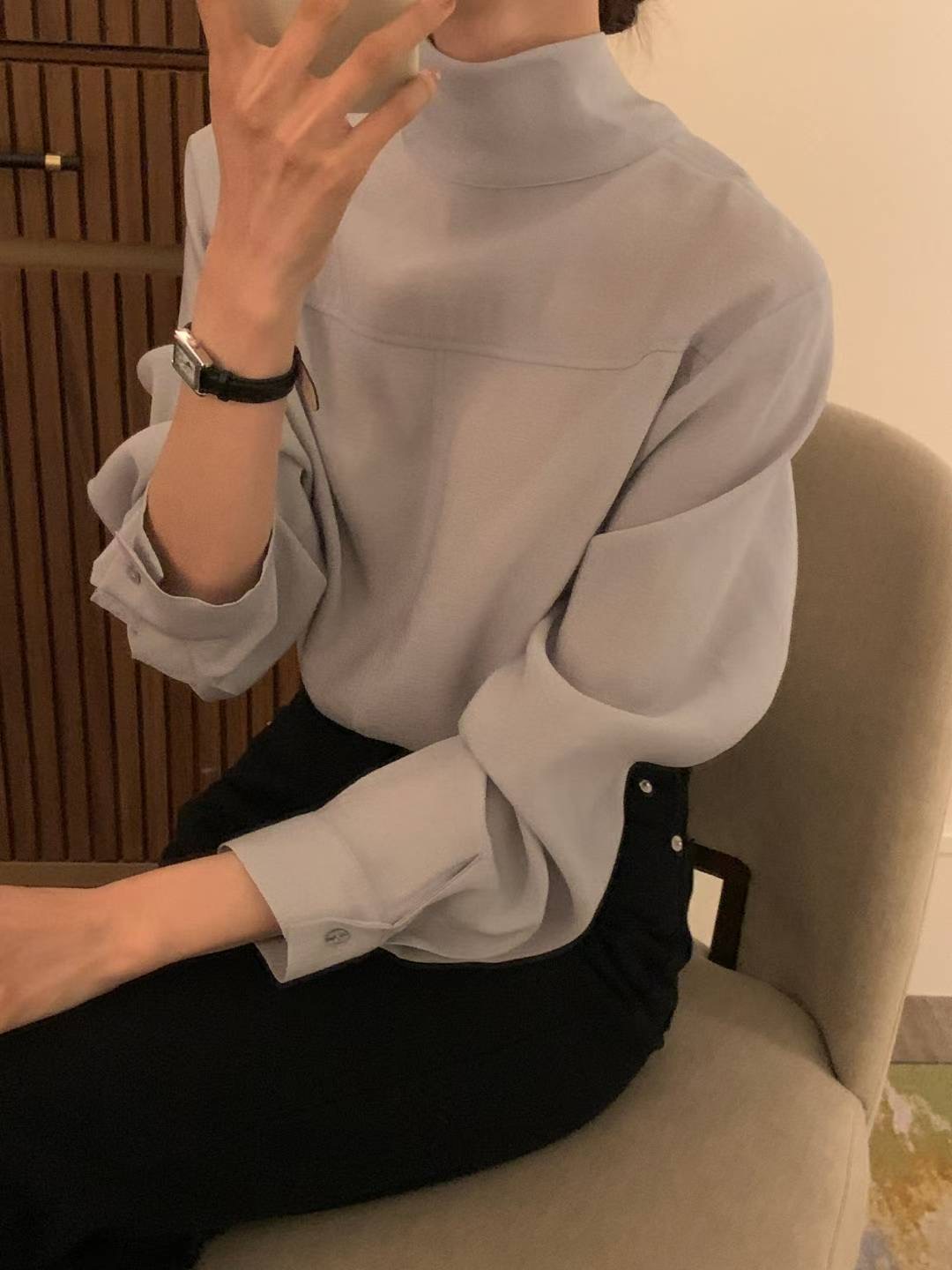 INOUF韓國代購㊣女裝新款休閑職業25秋冬時尚人氣襯衫蕾絲衫INOUF/FLUTTER襯衫/蕾絲衫