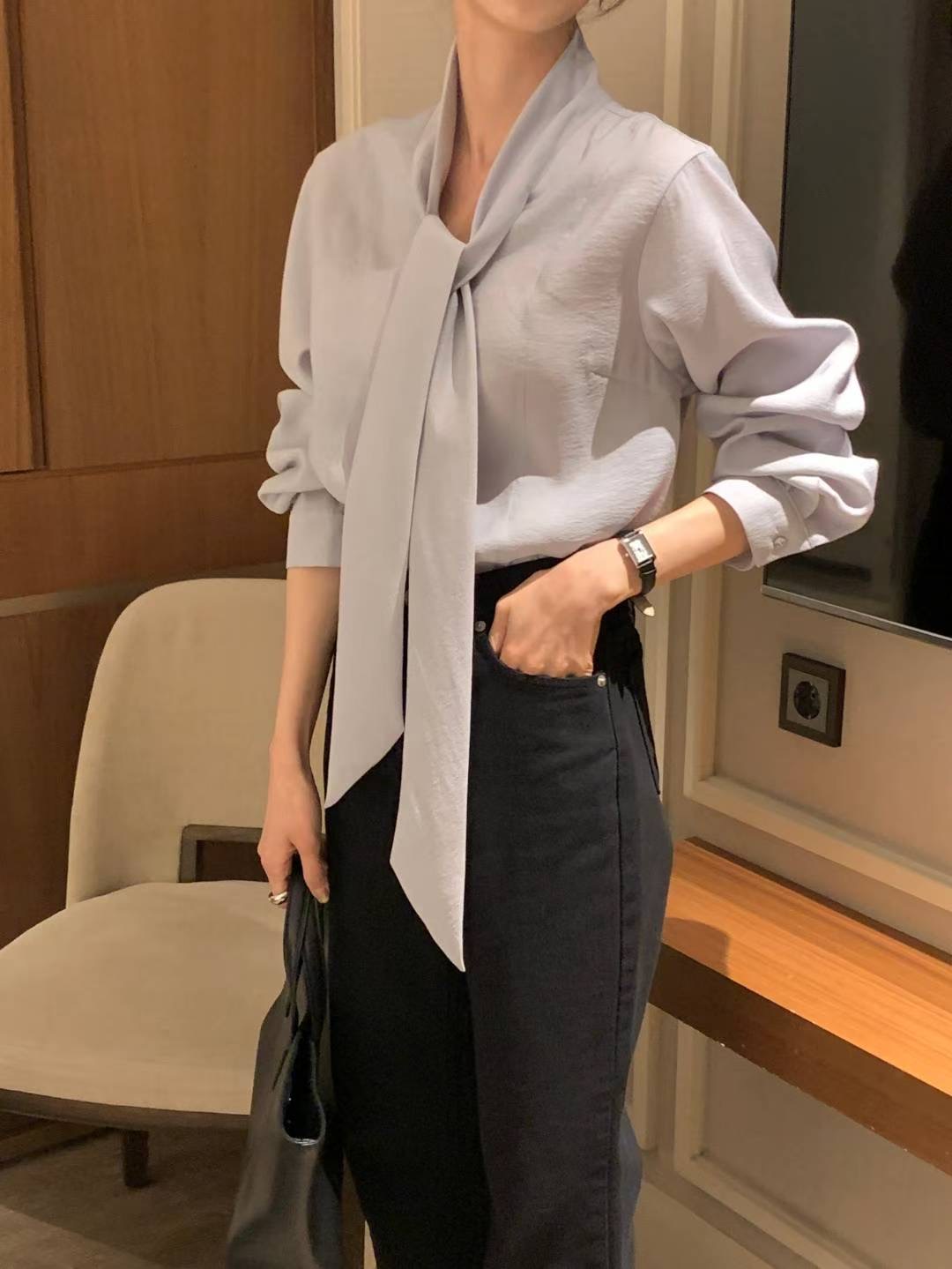 INOUF韓國代購㊣女裝新款休閑職業25秋冬時尚人氣襯衫蕾絲衫INOUF/FLUTTER襯衫/蕾絲衫圖色2