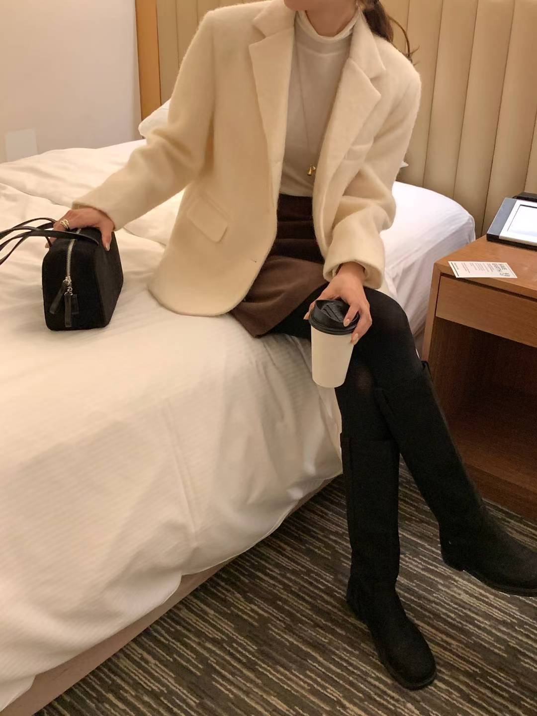 INOUF東大門㊣實拍女士新款推薦熱賣人氣時尚25秋冬夾克羊駝INOUF/FLUTTER夾克