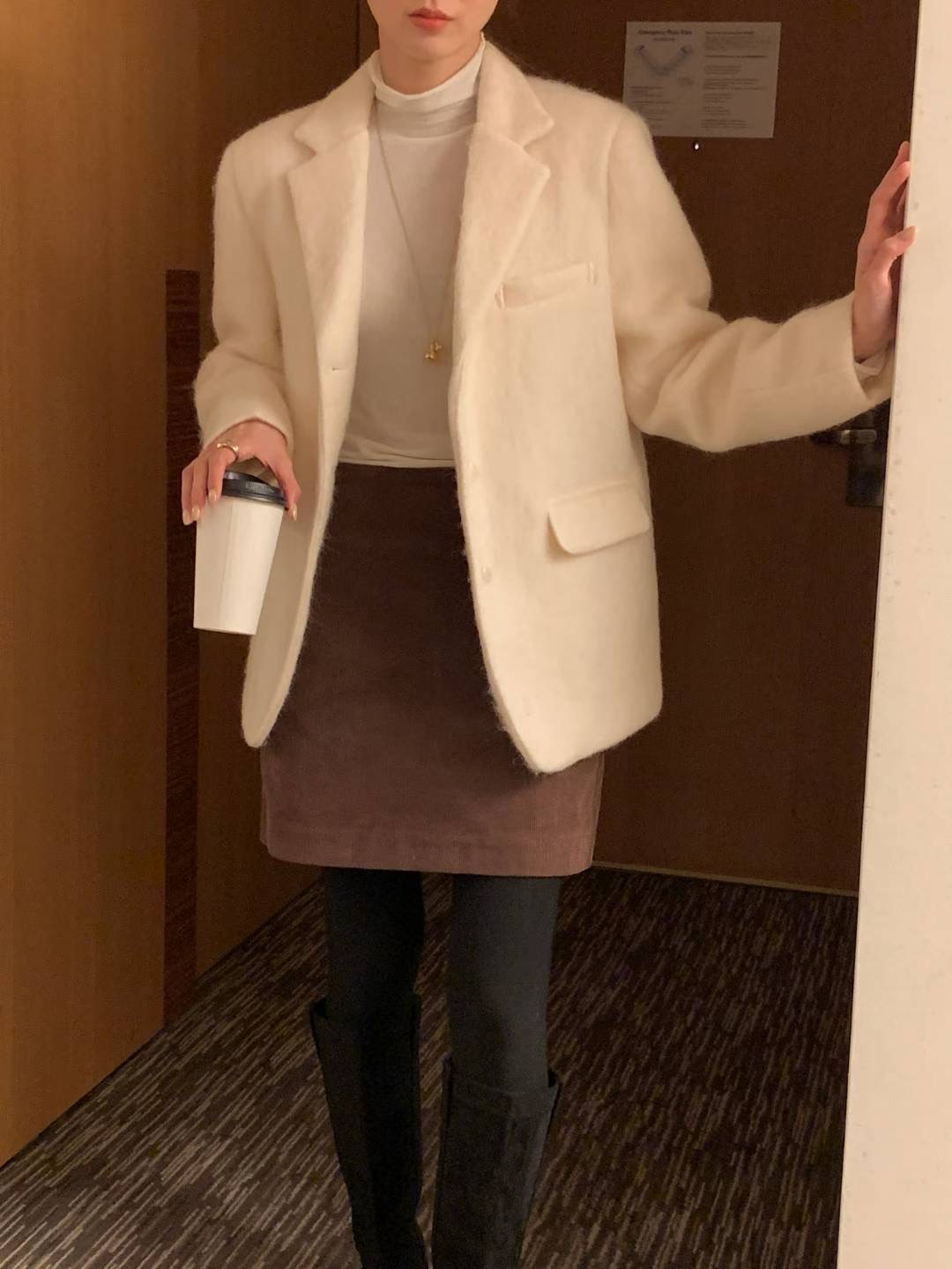 INOUF東大門㊣實拍女士新款推薦熱賣人氣時尚25秋冬夾克羊駝INOUF/FLUTTER夾克圖色1