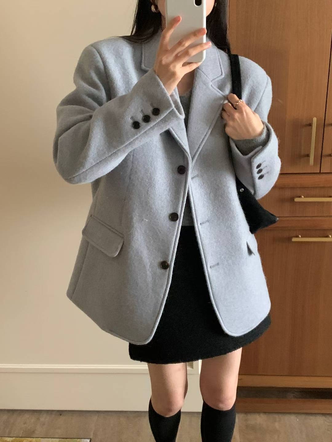 INOUF東大門㊣直郵女裝新款推薦熱賣時尚職業25秋冬夾克羊駝INOUF/FLUTTER夾克圖色1