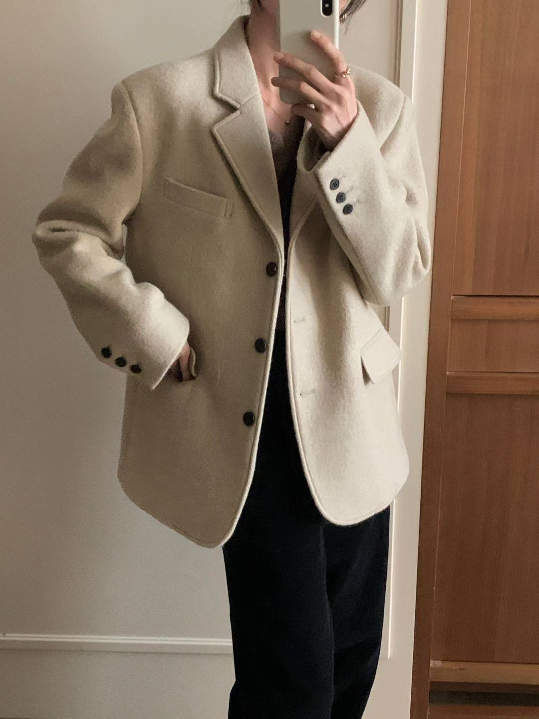 INOUF東大門㊣直郵女裝新款推薦熱賣時尚職業25秋冬夾克羊駝INOUF/FLUTTER夾克圖色2