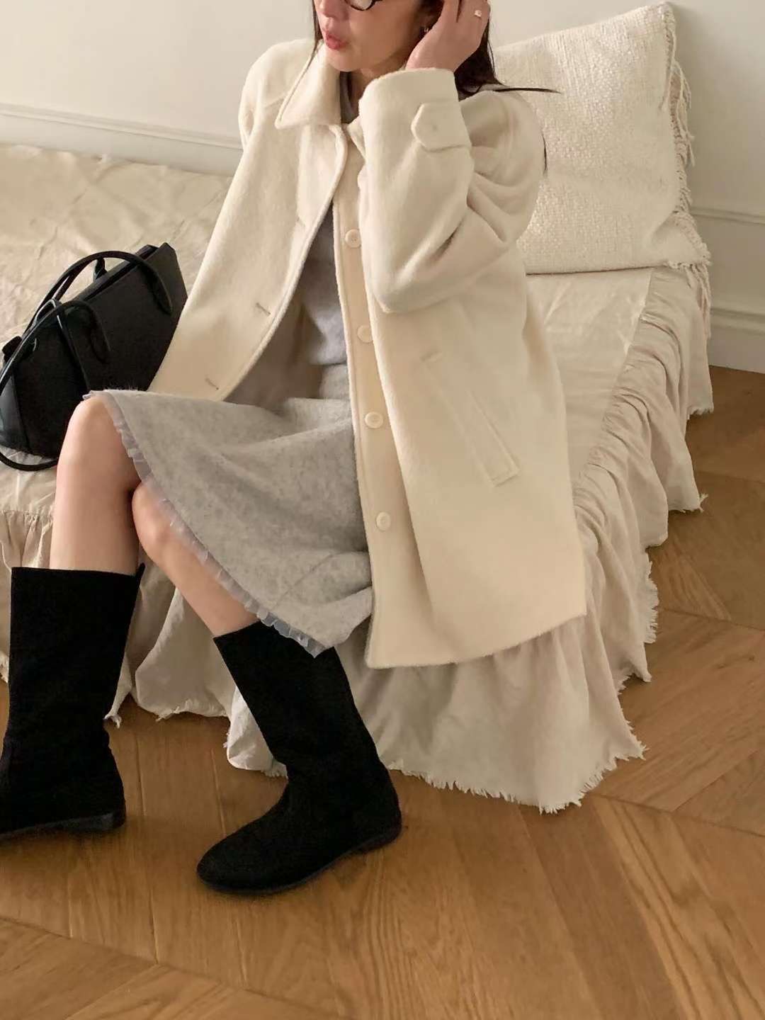 LONDON LACE-런던레이스-T東大門㊣代購女裝新款時尚中長款大衣LONDON LACE中長款大衣