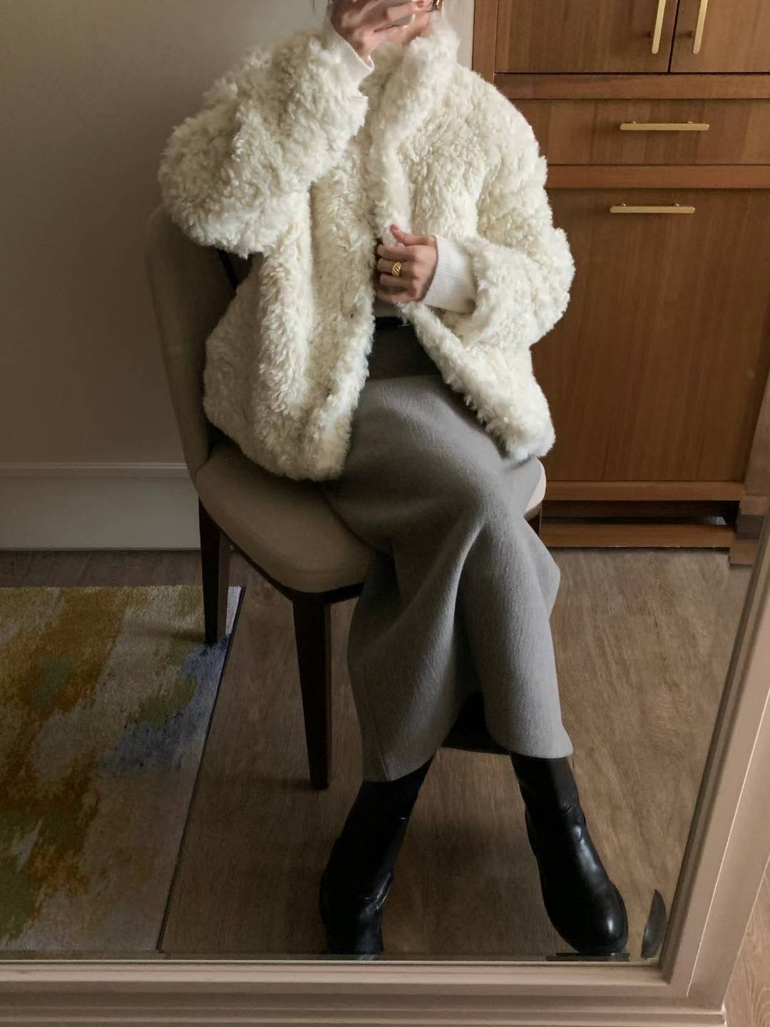 INOUF東大門㊣實拍女裝新款時尚25秋冬職業人氣推薦短款大衣INOUF/FLUTTER短款大衣