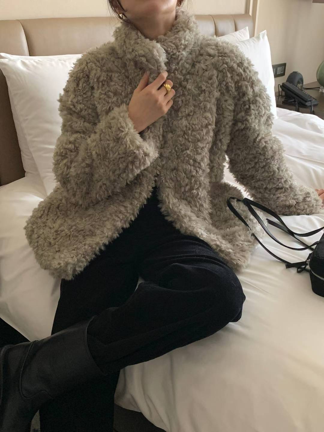 INOUF東大門㊣實拍女裝新款時尚25秋冬職業人氣推薦短款大衣INOUF/FLUTTER短款大衣