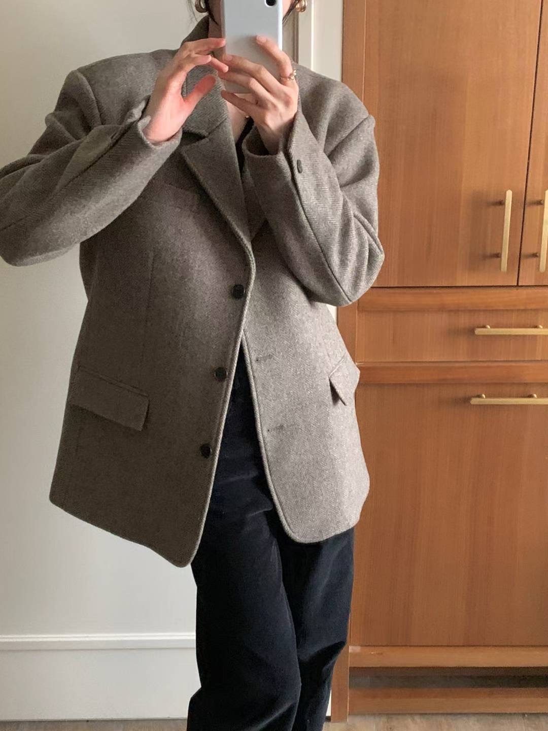 INOUF東大門㊣直郵女士新款休閑25秋冬熱賣時尚推薦夾克人字紋INOUF/FLUTTER夾克