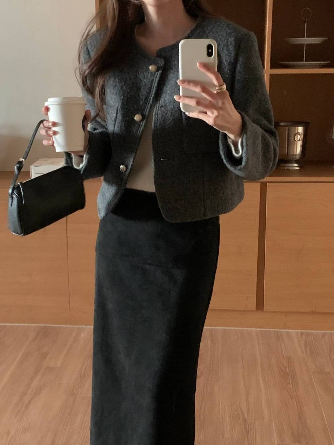 INOUF東大門㊣直郵女士新品人氣25秋冬職業推薦夾克粗花呢羊毛INOUF/FLUTTER夾克