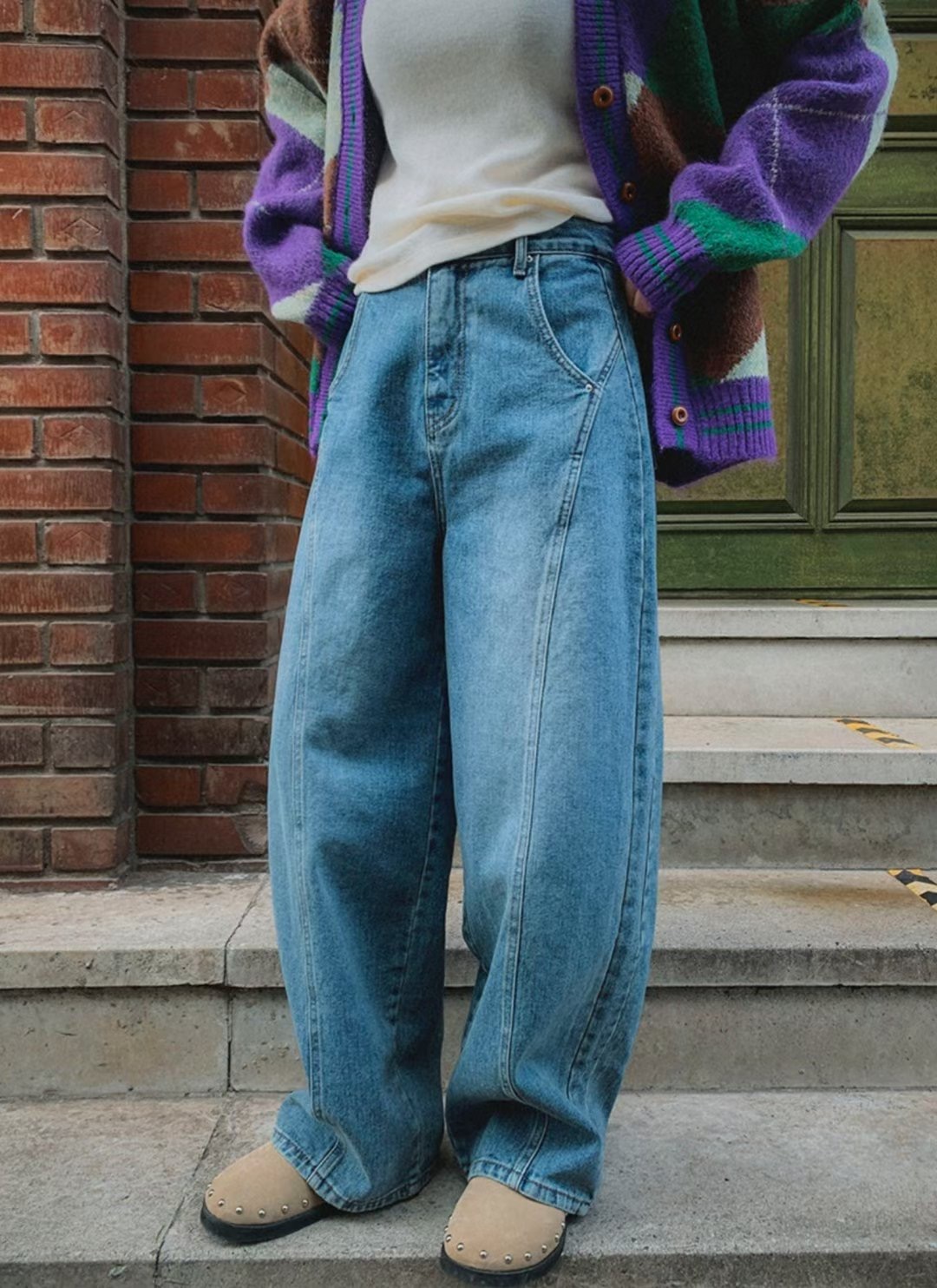 IMHERE韓國代購㊣女士新款推薦25秋冬休閑時尚職業熱賣牛仔褲IMHERE牛仔褲圖色1