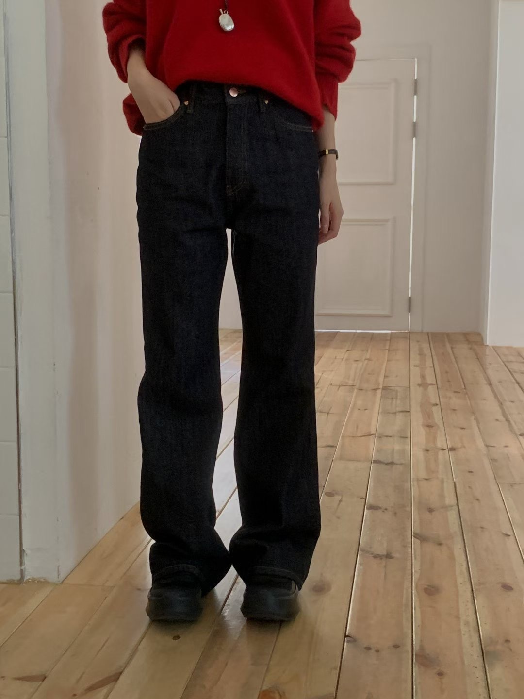 IMHERE韓國代購㊣女裝新款職業休閑熱賣推薦25秋冬時尚牛仔褲IMHERE牛仔褲圖色1