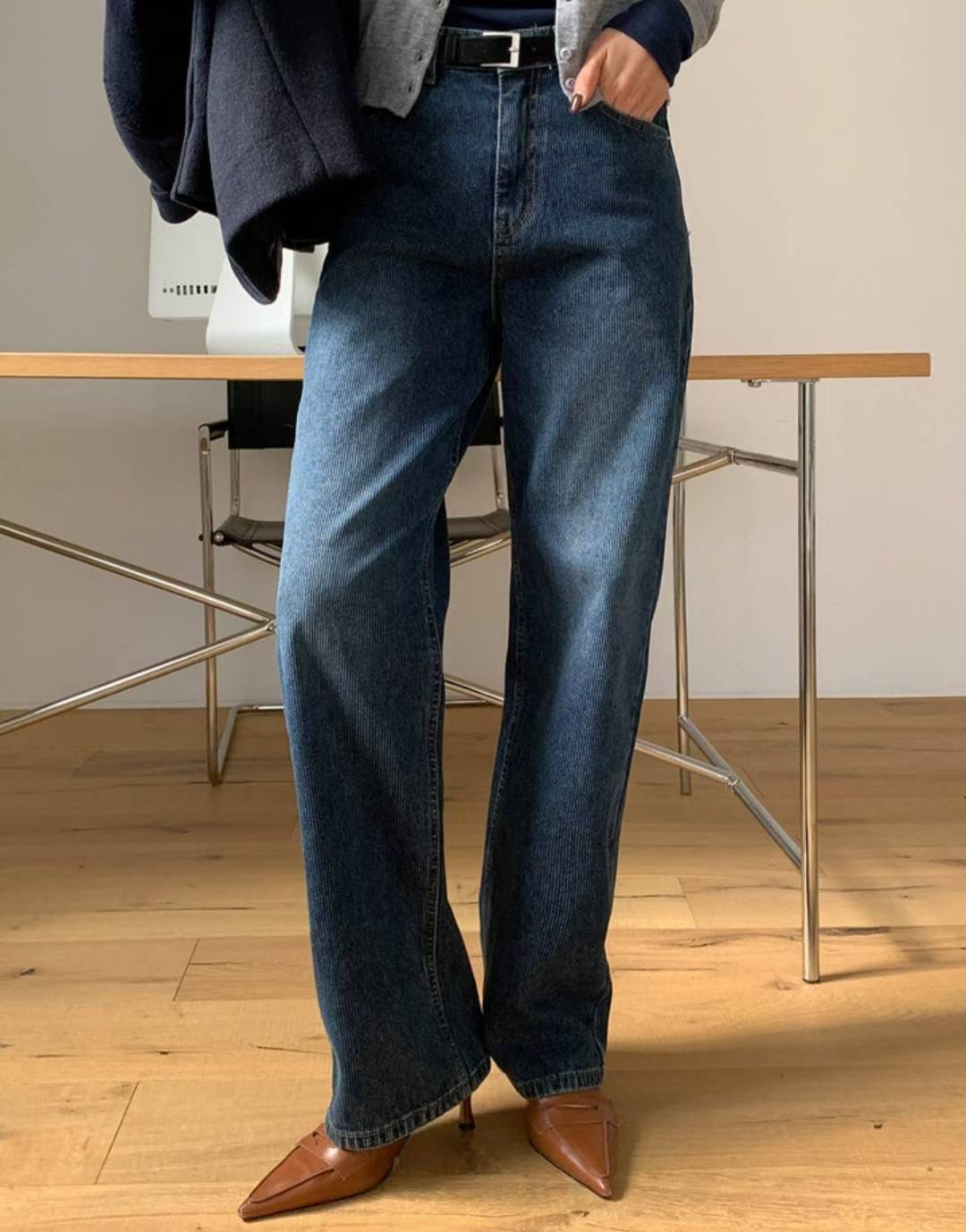 IMHERE東大門㊣實拍女士新品推薦熱賣人氣25秋冬時尚牛仔褲IMHERE牛仔褲