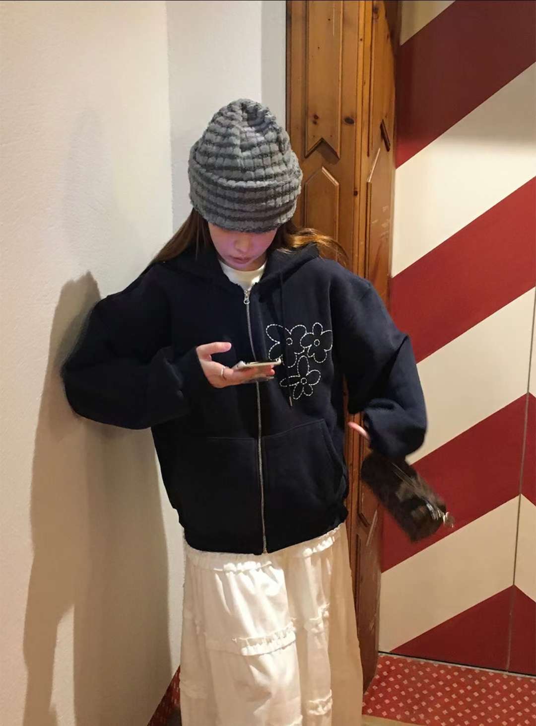 OURSTUDIO東大門㊣代購女裝新款熱賣休閑夾克連帽拉鏈衫抓絨OURSTUDIO夾克