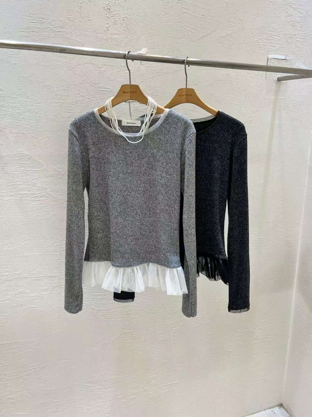 NEW FACE東大門㊣實拍女裝新品人氣推薦時尚職業熱賣長袖T恤NEW FACE長袖T恤