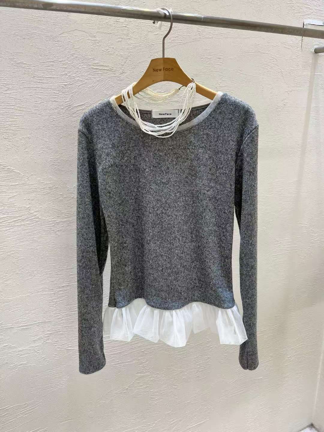 NEW FACE東大門㊣實拍女裝新品人氣推薦時尚職業熱賣長袖T恤NEW FACE長袖T恤圖色1